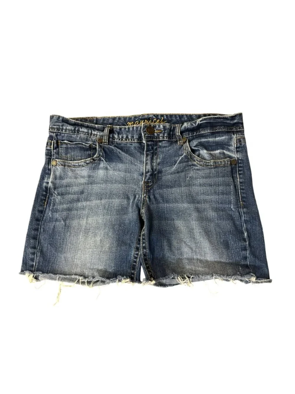 Maurices Cutoff Denim Shorts Juniors 11/12 Low Rise Distressed Used